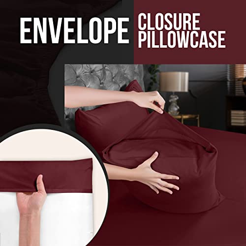 Utopia Bedding Queen Pillow Cases, Burgundy Microfiber, Set of 12
