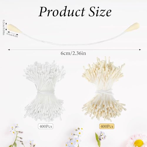 800 Pcs 3mm Double-Headed Flower Stamens for DIY Crafts