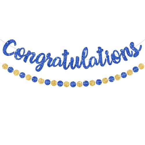 Blue Congratulations Banner No DIY Graduation Party Decor 2026 - Reusable Garland