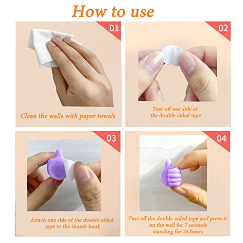 16Pcs AELITOK Silicone Thumb Wall Hooks - Adhesive Cable Organizer & Key Hanger