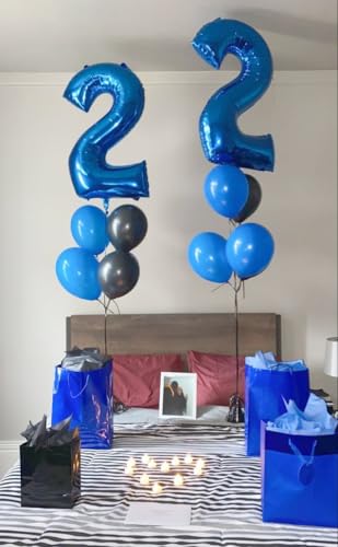 40 Inch Blue Number Balloon for 4th Birthday Party Decorations