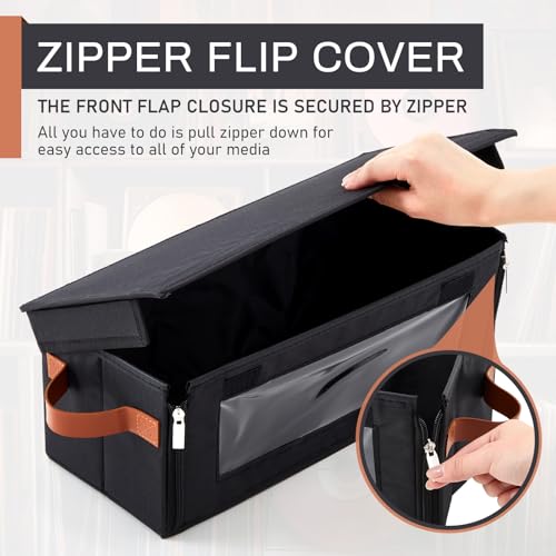 Windyun Stackable CD Storage Box, 2-Pack, Holds 74 CDs with Window & Zipper