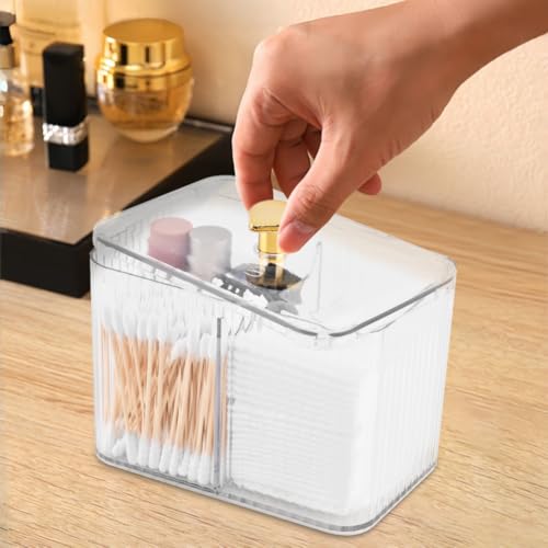 Kakalote 3-Compartment Q-Tip Holder & Makeup Organizer - Transparent