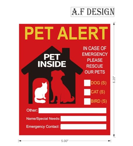 2 Pack Pet Alert Stickers - Waterproof Vinyl Emergency Signs