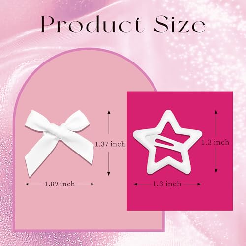 YAEISM 24PCS Y2K Star Hair Bows & Mini Barrettes in 3 Colors