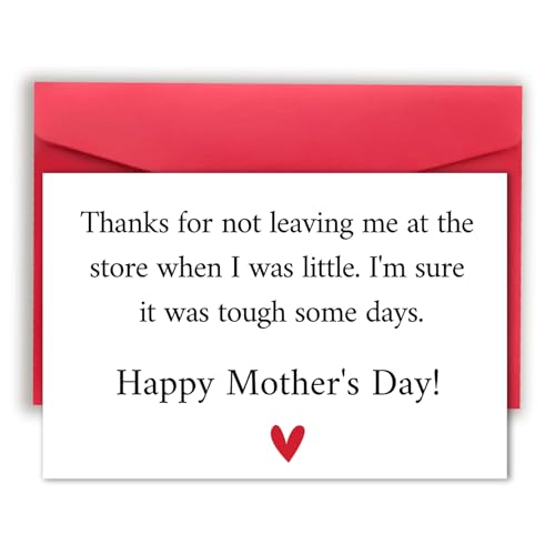 Funny Mother's Day Greeting Card for Mom from Son and Daughter with Envelope