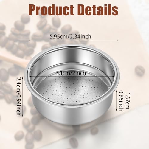 51mm Pressurized Espresso Filter Basket Set - 1 & 2 Cup Stainless Steel