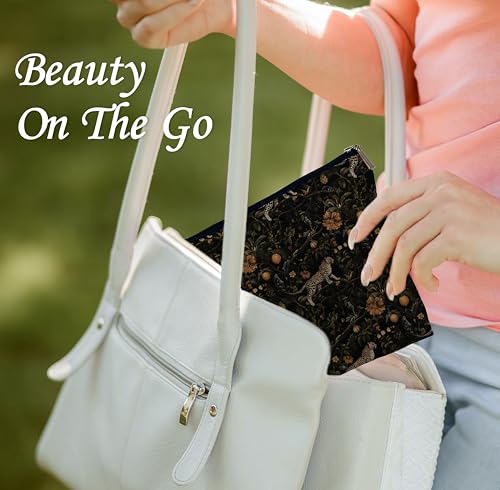 Tropical Gothic Leopard Makeup Bag Dark Academia Cosmetic Pouch