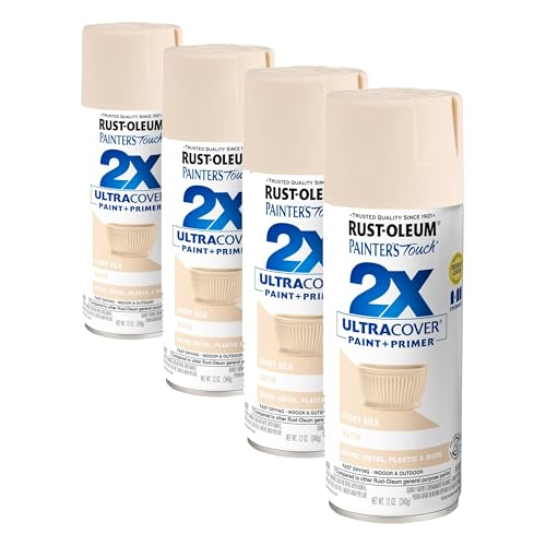 Rust-Oleum Painter's Touch 2X Ultra Cover Spray Paint, Satin Ivory Silk, 12 oz (4-Pack)