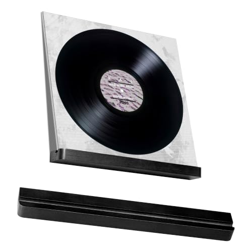 Heimlove Wall Mount Vinyl Record Shelf - Solid Wood Display, Black