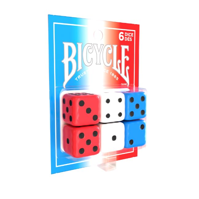 Bicycle Sparkler 6-Count Dice Set - Red, White & Blue 16mm