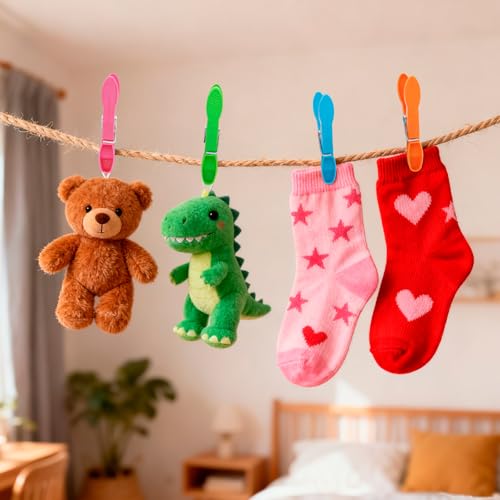 48PCS Heavy Duty Colorful Plastic Clothespins | Rust-Resistant Laundry Clips
