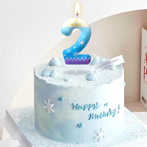 Blue Number 2 Birthday Candle - Cartoon Cake Topper for Boys & Girls