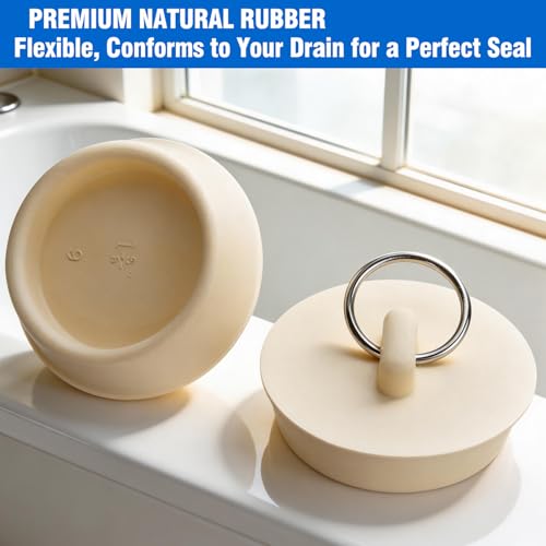 Uroventrix 2-Pack Universal Rubber Drain Stopper for Sink & Bathtub