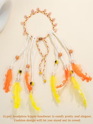 Campsis Boho Feather Headband Hippie Festival Costume Headpiece