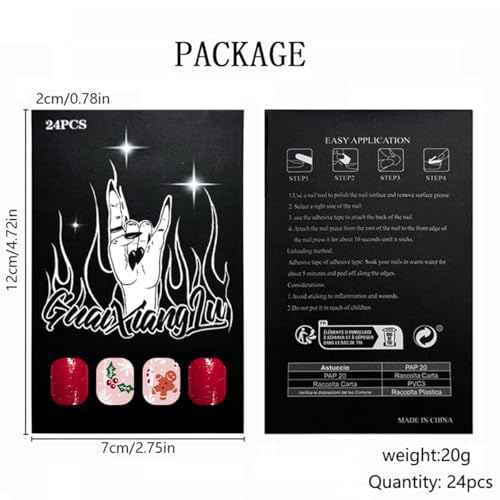 Christmas Press on Nails Short Square False Nails Holiday Designs