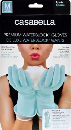 Casabella Aqua Waterblock Premium Cleaning Gloves - Blue, Medium