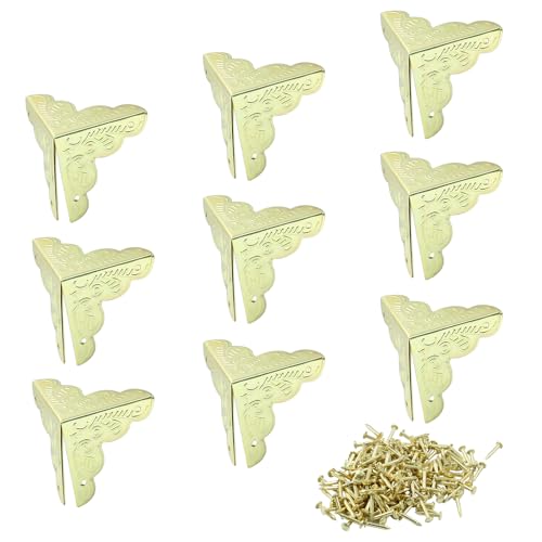 50 Pcs Gold Antique Box Corner Protectors 1"x1" for Furniture