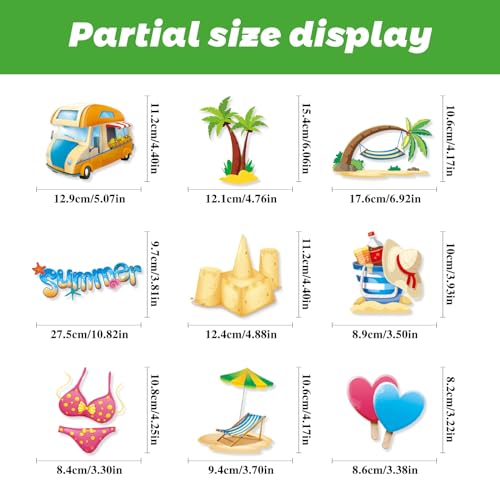 134 Pcs Summer Beach Window Clings - Colorful Static Film Decals