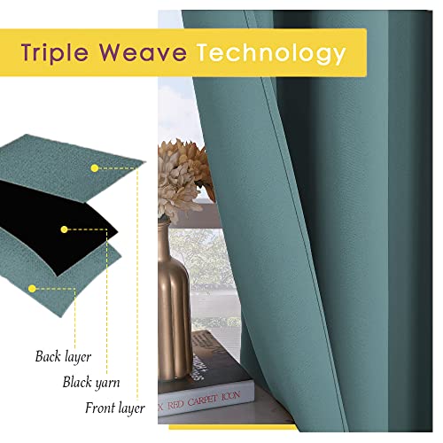 NICETOWN Greyish Blue Blackout Curtains, 42"x80" (Pack of 2) - Noise Reducing, Thermal Insulated