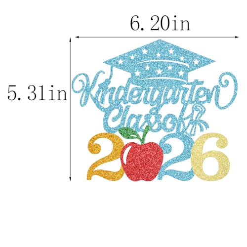 Class of 2026 Kindergarten Graduation Cake Topper Blue Party Decor