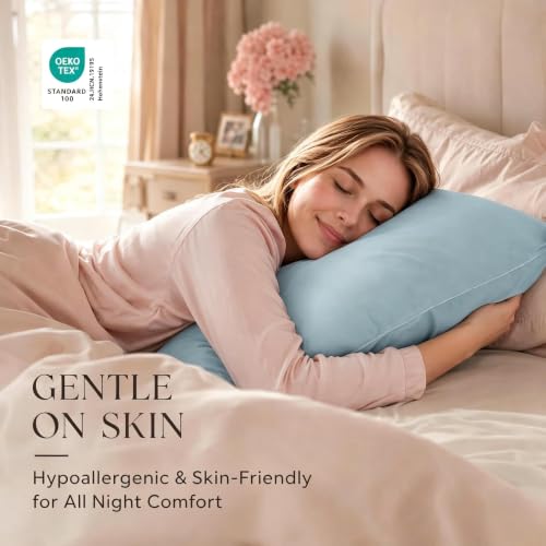 Cathay Home Standard Pillowcases, 20x30 Microfiber Set of 2 - Blue Fog
