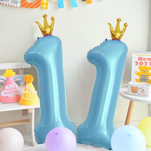 40 Inch Baby Blue Number 25 Crown Balloon Set for Celebrations