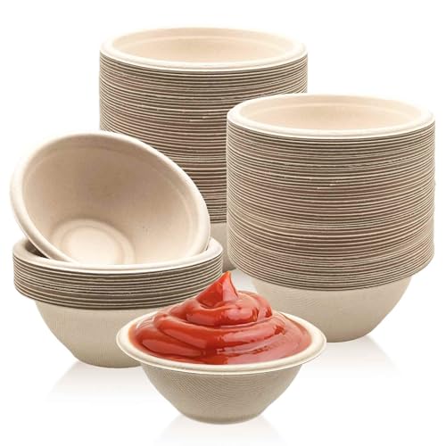 100 Pack 8oz Compostable Paper Bowls - Heavy-Duty Biodegradable Bowls for Soup, Salad, Ice Cream