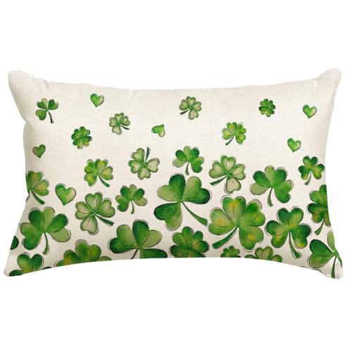 St. Patrick's Day Shamrock Pillow Cover 12x20 Inch - Green