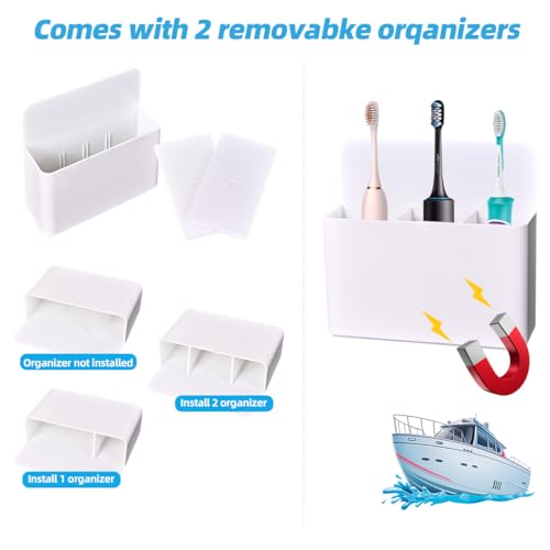 White Magnetic Toothbrush Holder for Cruise Travel - Portable & Durable