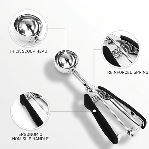 #20 Cookie Scoop - 3 Tbsp, Non-Slip Grip, Black