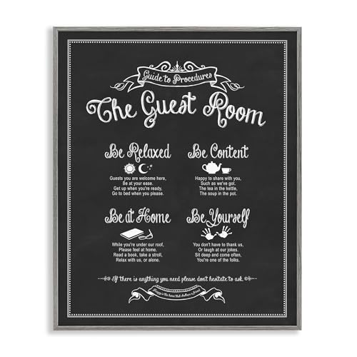 Stupell Industries The Guest Room Guide Grey Framed Wall Art, 11x14, Design by Artist Lettered and Lined