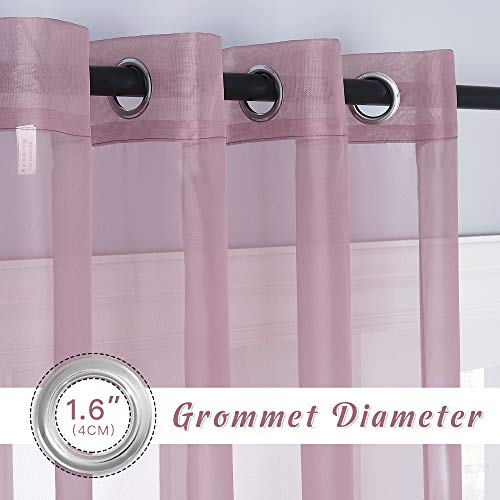 NICETOWN Purple Sheer Curtains 63 Inch - Grommet Top Voile Drapes