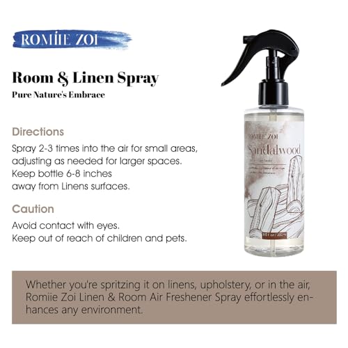 ROMIIE ZOI Sandalwood Room Air Freshener Spray - Eco-Friendly, Long-Lasting, 8.5 FL OZ