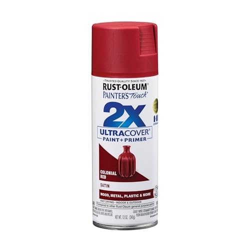 Rust-Oleum Painter's Touch 2X Ultra Cover Spray Paint, Satin Colonial Red, 12 oz
