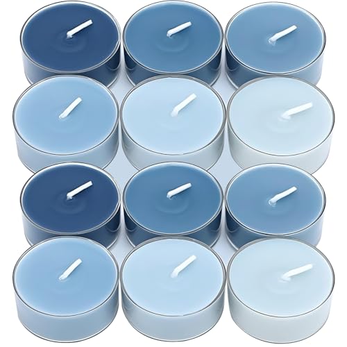 Honoson 12-Pack Gradient Blue Scented Tea Lights - 6 Assorted Fragrances