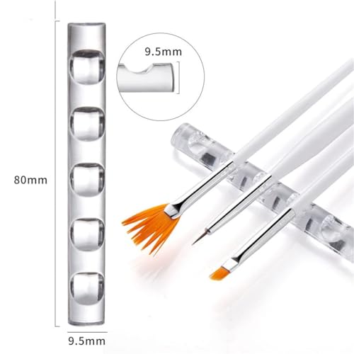 Clear Acrylic Nail Art Brush Holder and 5-Slot Pen Stand