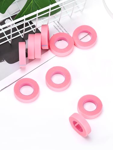 TEOYALL 5 Rolls PE Eyelash Extension Tape, Breathable Pink Micropore Lash Tape