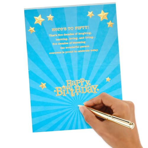 Hallmark 50th Birthday Card - Gold Foil Milestone Greeting Card