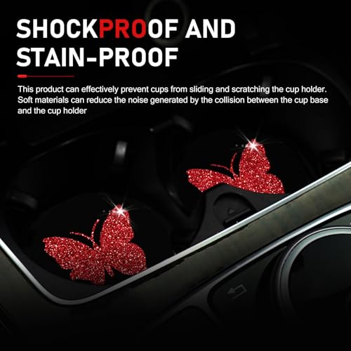 2 PCS Butterfly Car Coasters - Anti-Slip Rubber Beverage Mats