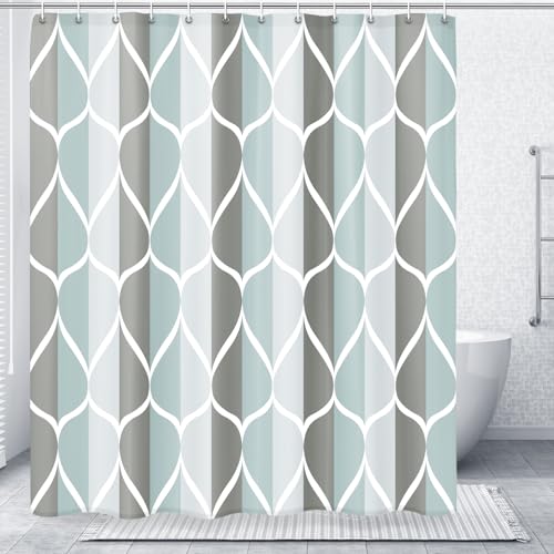 Gelbchu Geometric Shower Curtain, Grey Water-Repellent Fabric, 72x72 Inch