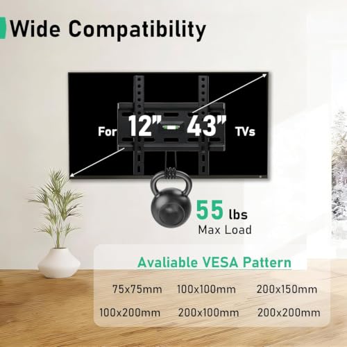 Universal Fixed TV Wall Mount for 12-43 Inch LED LCD Screens - Low Profile