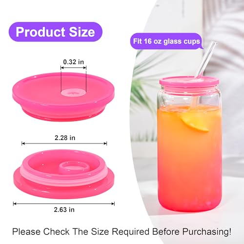 16 oz Acrylic Glass Cup Lids Set - 8 Color BPA-Free Spill-Proof Covers with Straw Hole