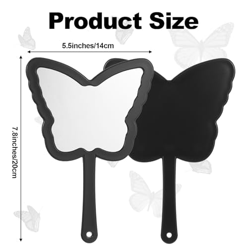 Butterfly Shaped Hand Held Mirror - Black Travel Vanity Makeup Mirror