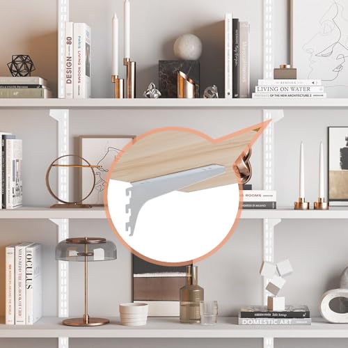 7.6 Inch White Single Track System Shelf Bracket - 2 Pcs