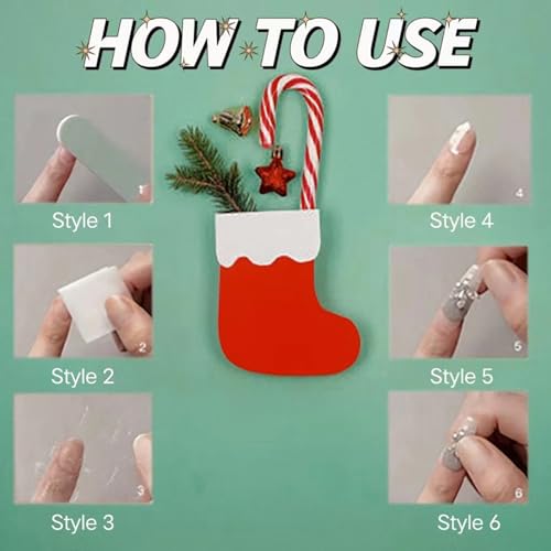 ASABITE Christmas Press on Nails Glitter Snowflake False Nails Medium Square