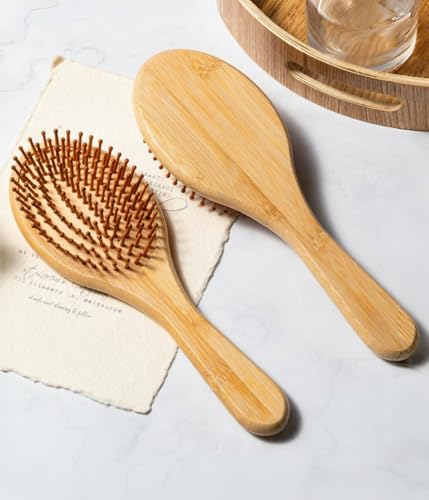 LAYXLDZ Bamboo Hair Brush and Comb Cleaning Tool Set for All Hair Types