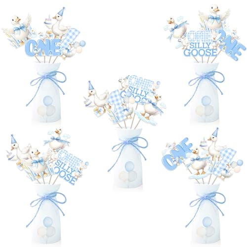 Blue Goose First Birthday Centerpiece Stickers - 24 Pcs