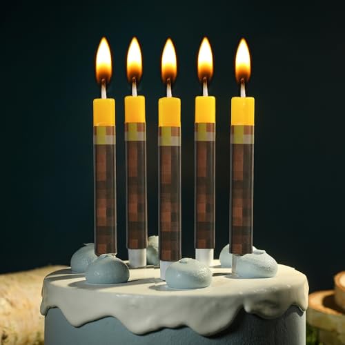 Pixel Torch Birthday Candles - 10-Piece Set for Gaming Parties