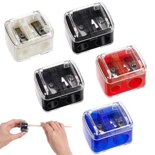 Gjinxi Dual Hole Makeup Pencil Sharpener 5-Pack for Eyeliner Lipliner